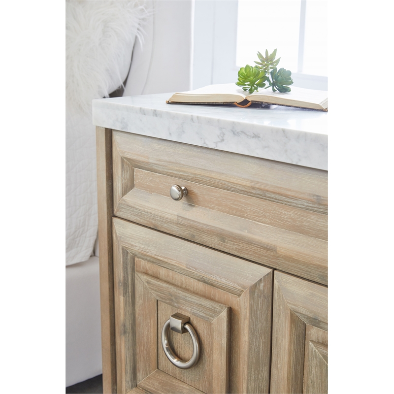 Maklaine Modern Transitional Wood Media Chest in Natural Gray