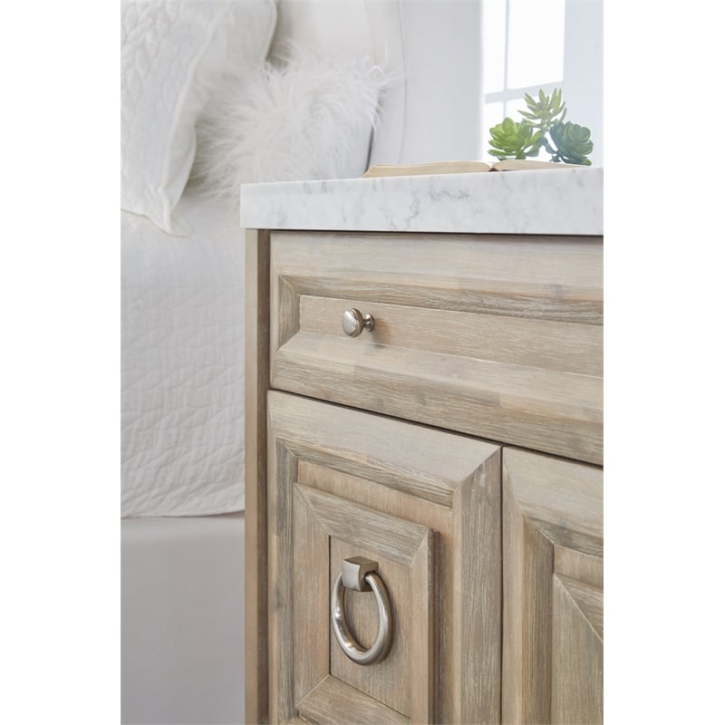 Maklaine Modern Transitional Wood Media Chest in Natural Gray