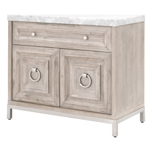 Maklaine Modern Transitional Wood Media Chest in Natural Gray