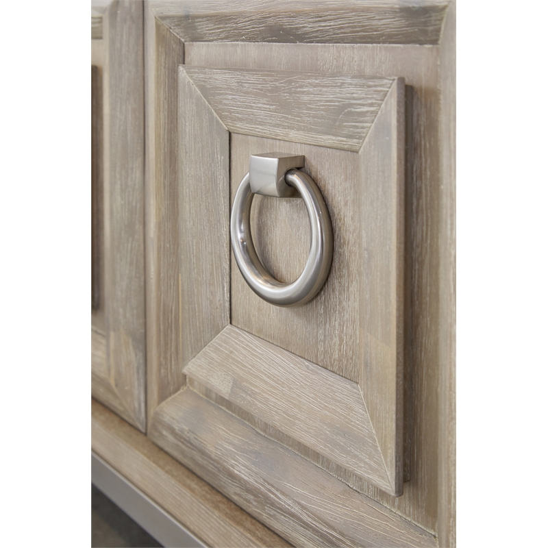 Maklaine Modern Transitional Wood Media Chest in Natural Gray
