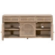 Maklaine Transitional Antique Cane Wood Media Sideboard in Gray