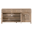 Maklaine Transitional Antique Cane Wood Media Sideboard in Gray