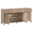 Maklaine Transitional Antique Cane Wood Media Sideboard in Gray