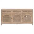 Maklaine Transitional Antique Cane Wood Media Sideboard in Gray