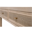 Maklaine Transitional Antique Cane Wood Entry Console in Smoke Gray
