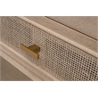 Maklaine Transitional Antique Cane Wood Entry Console in Smoke Gray