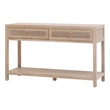 Maklaine Transitional Antique Cane Wood Entry Console in Smoke Gray