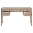 Maklaine Modern Transitional Antique Cane Wood Desk in Smoke Gray