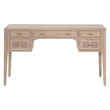 Maklaine Modern Transitional Antique Cane Wood Desk in Smoke Gray