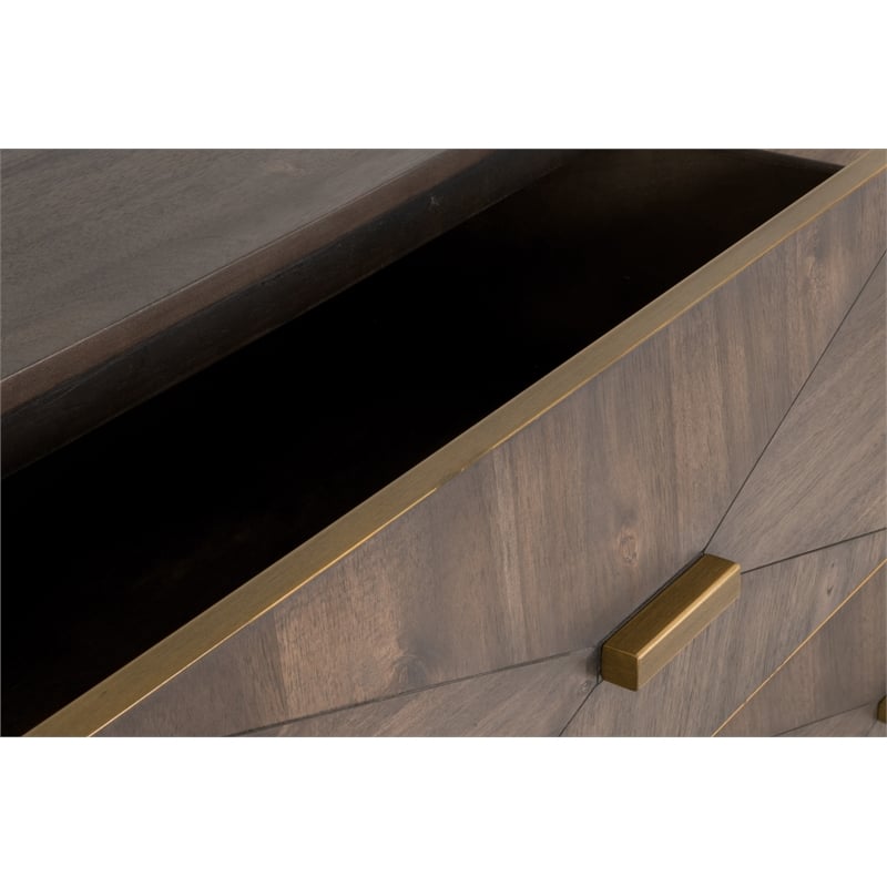 Maklaine Modern Transitional Wynn Wood 6-Drawer Dresser in Brown