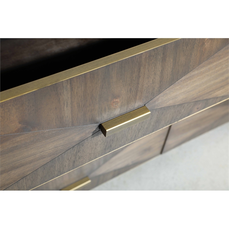 Maklaine Modern Transitional Wynn Wood 6-Drawer Dresser in Brown