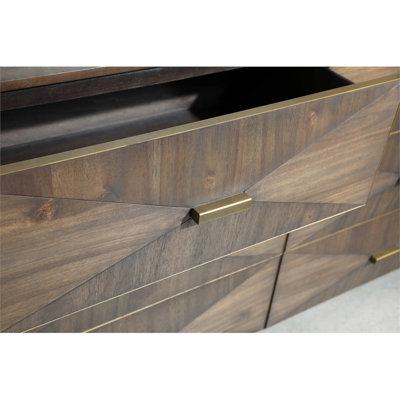 Maklaine Modern Transitional Wynn Wood 6-Drawer Dresser in Brown