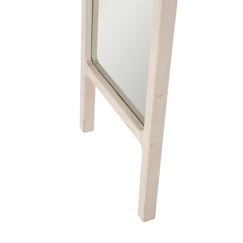Maklaine Modern Transitional Wood Mirror in White Finish Wash