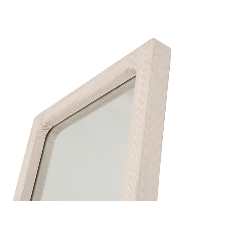 Maklaine Modern Transitional Wood Mirror in White Finish Wash