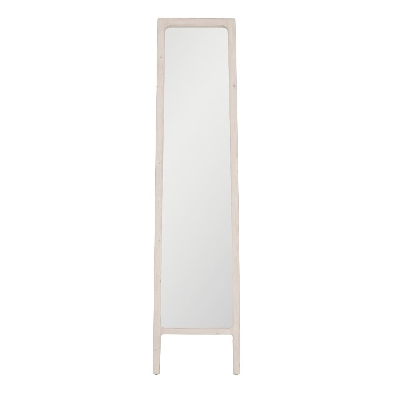 Maklaine Modern Transitional Wood Mirror in White Finish Wash