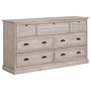 Maklaine Modern Transitional Wood 7-Drawer Media Dresser in Gray