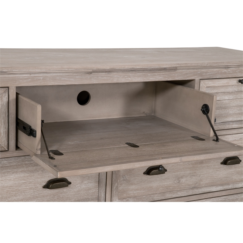 Maklaine Modern Transitional Wood 7-Drawer Media Dresser in Gray