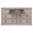 Maklaine Modern Transitional Wood 7-Drawer Media Dresser in Gray