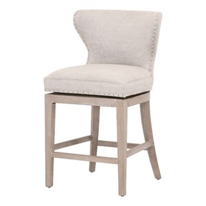 Maklaine Transitional 26.5&quot Fabric Counter Stool in Beige/Gray