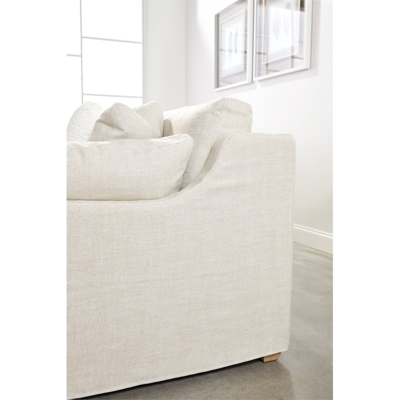 Maklaine Contemporary Transitional Fabric Right Arm Sofa in Beige