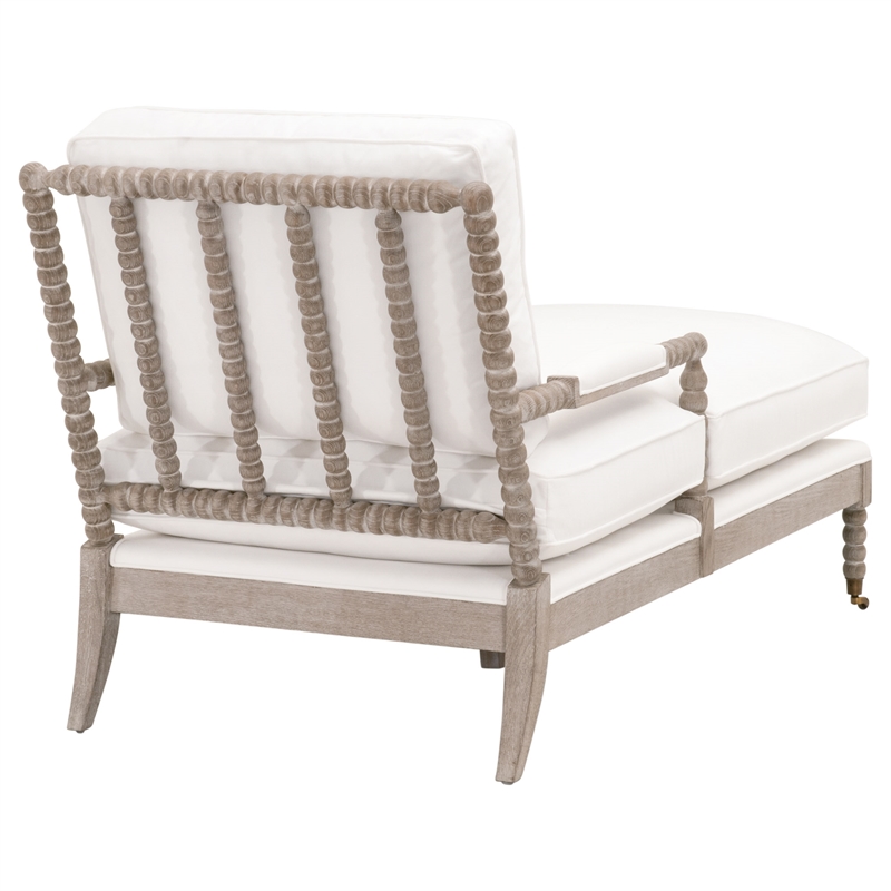 Maklaine Modern Transitional Fabric Chaise Lounge in White Finish