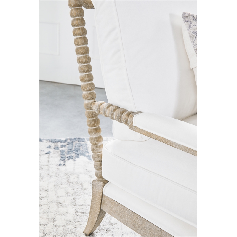 Maklaine Modern Transitional Fabric Chaise Lounge in White Finish