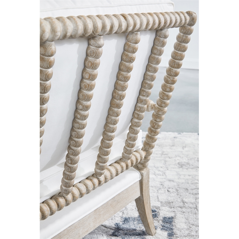 Maklaine Modern Transitional Fabric Chaise Lounge in White Finish