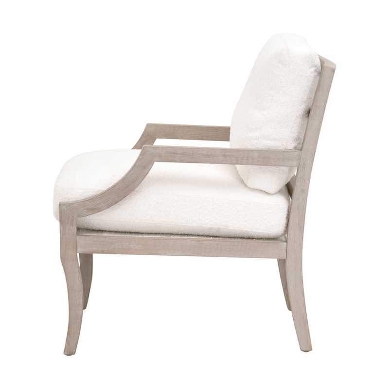 Maklaine Modern Transitional Fabric Club Chair in White Finish