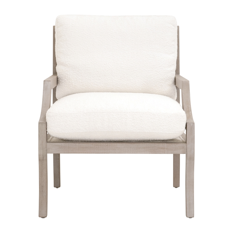 Maklaine Modern Transitional Fabric Club Chair in White Finish