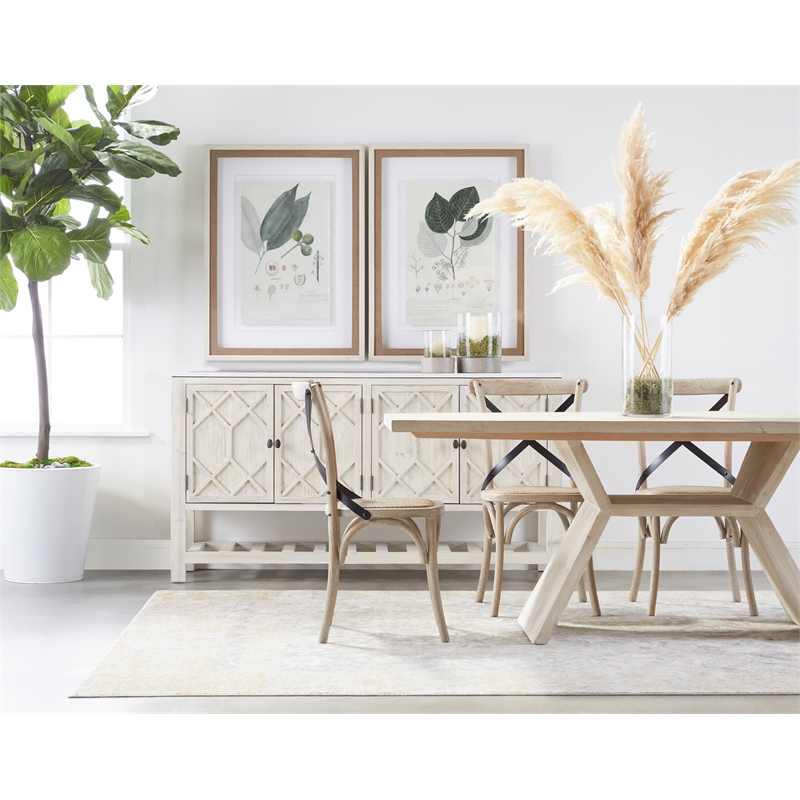 Maklaine Modern Transitional Wood Media Sideboard in White Finish