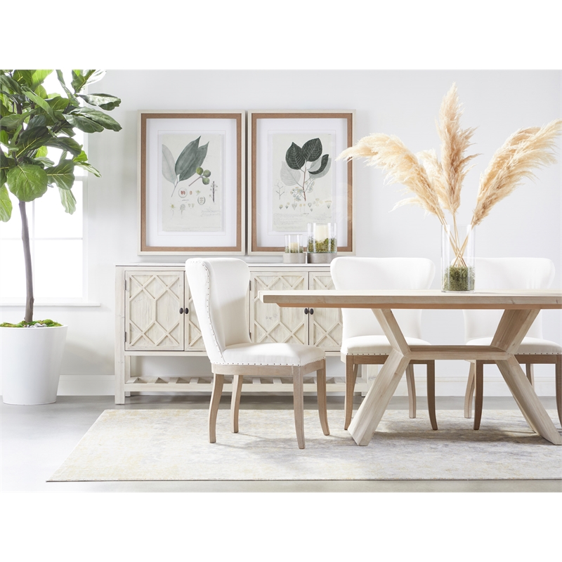 Maklaine Modern Transitional Wood Media Sideboard in White Finish