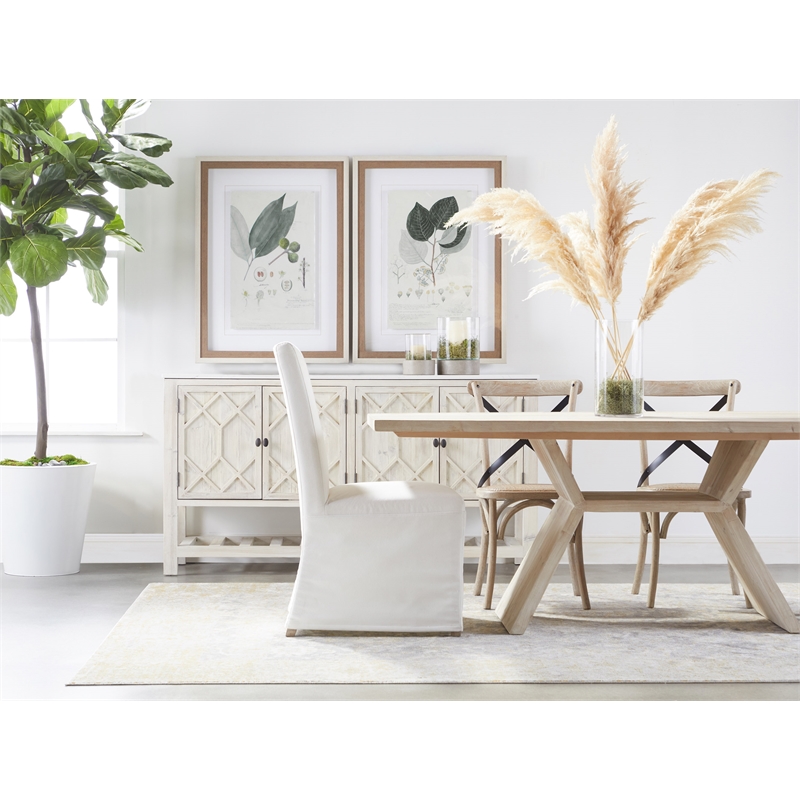 Maklaine Modern Transitional Wood Media Sideboard in White Finish