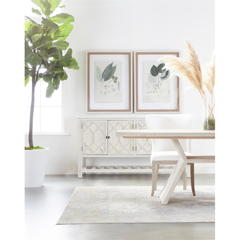 Maklaine Modern Transitional Wood Media Sideboard in White Finish