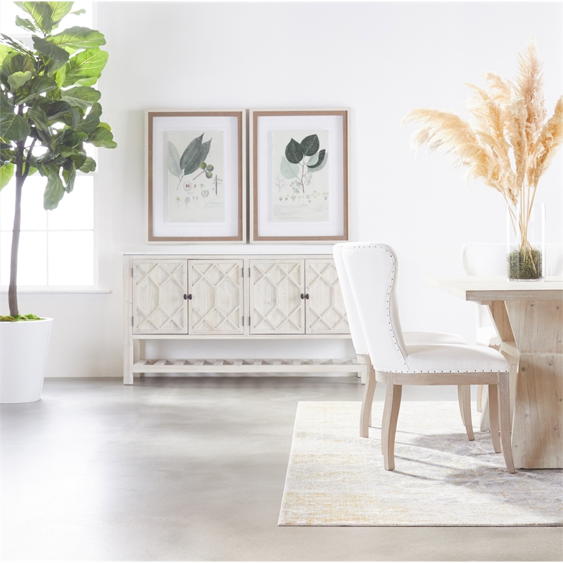 Maklaine Modern Transitional Wood Media Sideboard in White Finish