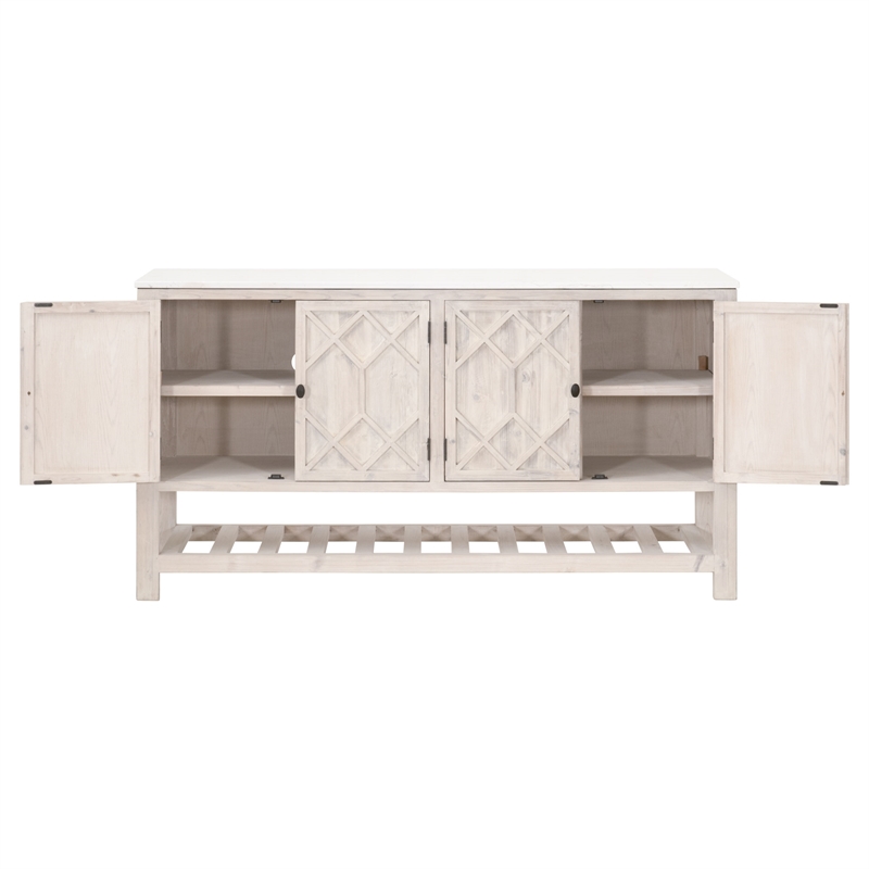 Maklaine Modern Transitional Wood Media Sideboard in White Finish
