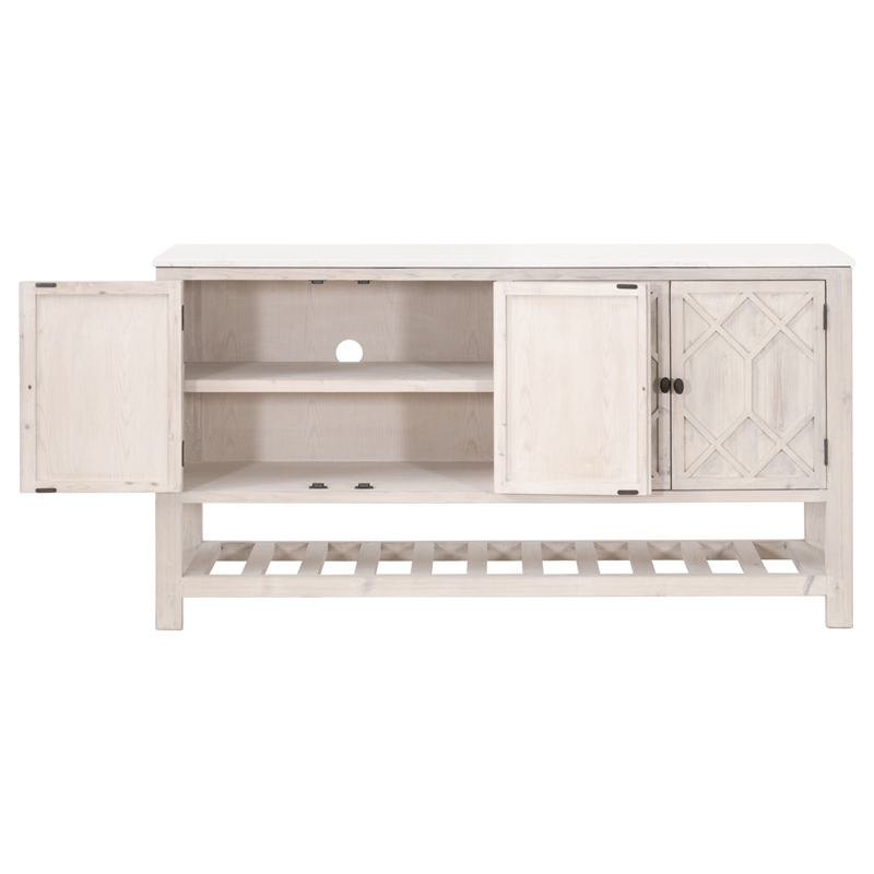 Maklaine Modern Transitional Wood Media Sideboard in White Finish