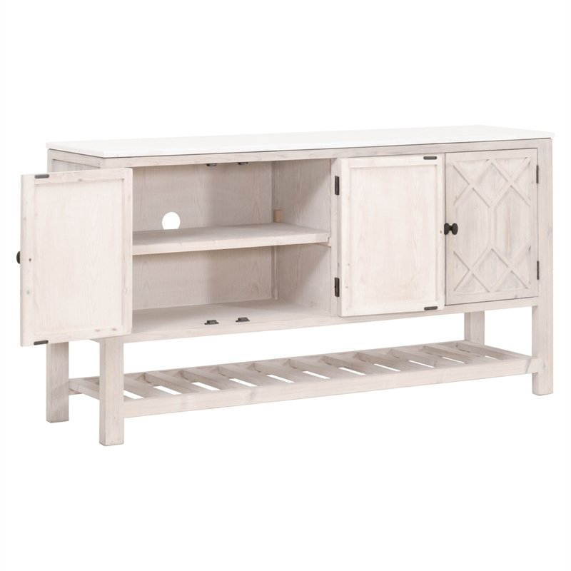 Maklaine Modern Transitional Wood Media Sideboard in White Finish