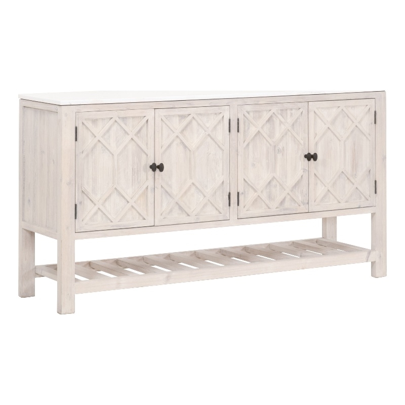 Maklaine Modern Transitional Wood Media Sideboard in White Finish