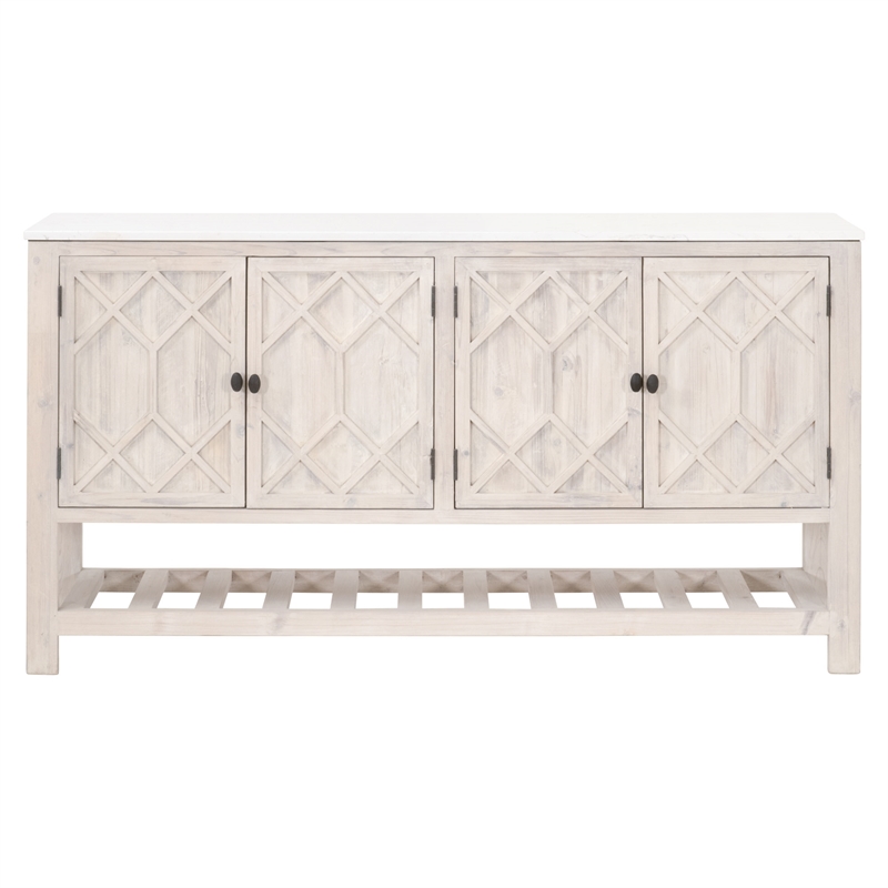 Maklaine Modern Transitional Wood Media Sideboard in White Finish