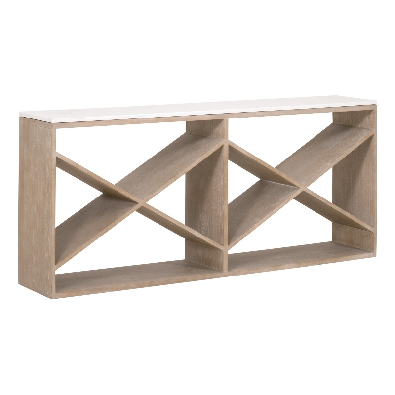Maklaine Transitional Antique Cellar Wood Console Table in Gray Oak