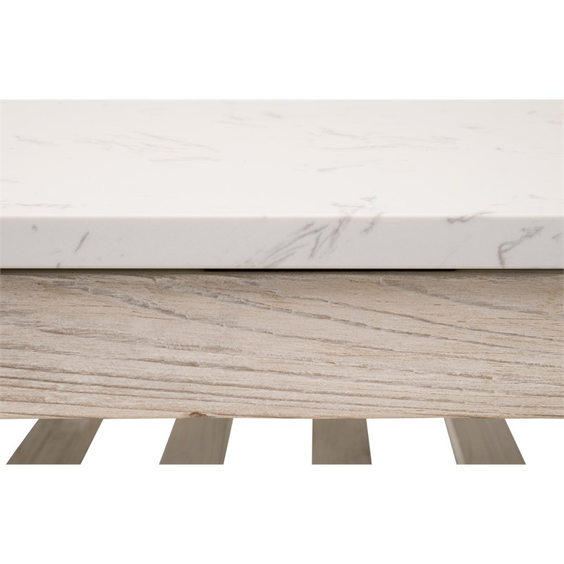 Maklaine Transitional Antique Spruce Wood Coffee Table in White
