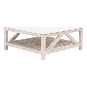 Maklaine Transitional Antique Spruce Wood Coffee Table in White