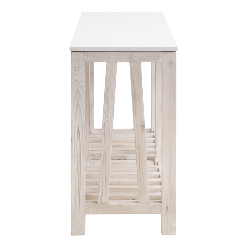 Maklaine Transitional Antique Spruce Wood Console Table in White