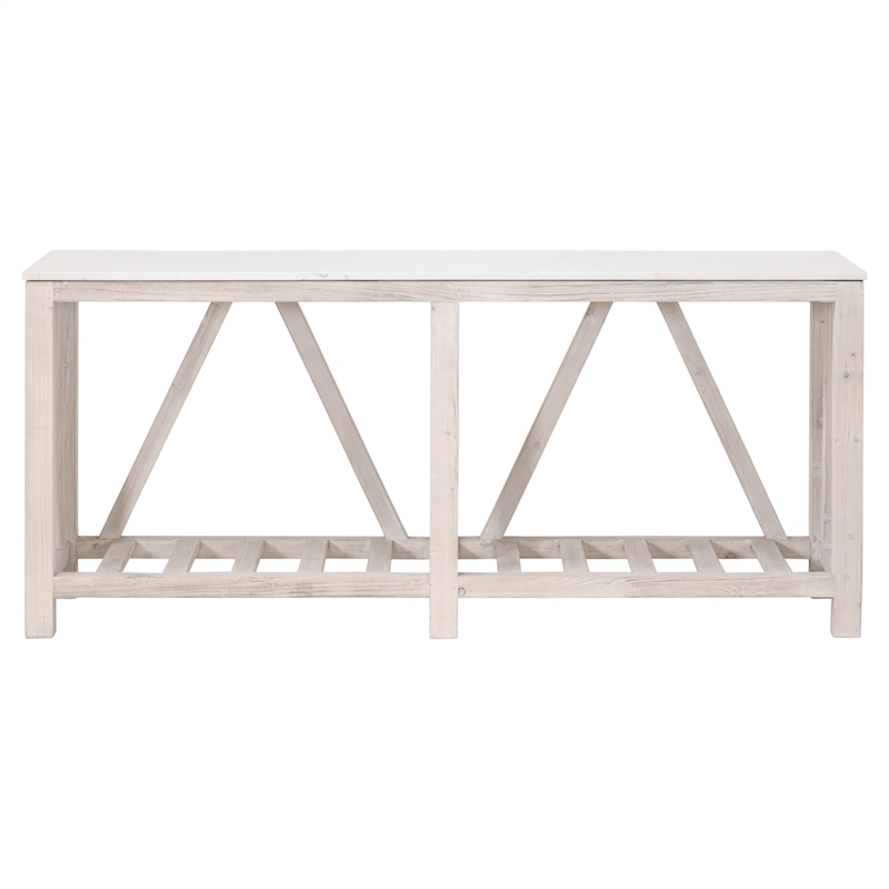 Maklaine Transitional Antique Spruce Wood Console Table in White