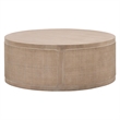 Maklaine Transitional Antique Cane Wood Coffee Table in Smoke Gray
