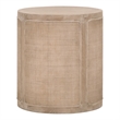 Maklaine Transitional Antique Cane Wood End Table in Smoke Gray Oak