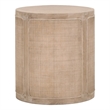 Maklaine Transitional Antique Cane Wood End Table in Smoke Gray Oak