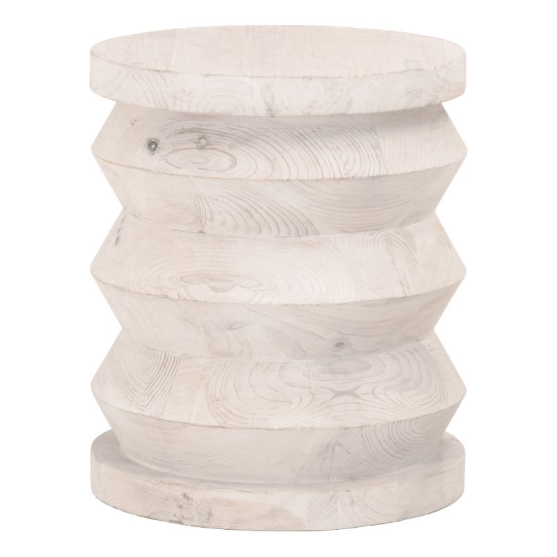Maklaine Transitional Antique Pier Wood Accent Table in White Wash