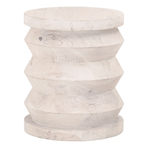 Maklaine Transitional Antique Pier Wood Accent Table in White Wash