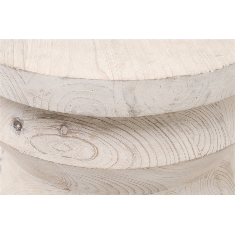 Maklaine Transitional Antique Pier Wood Accent Table in White Wash